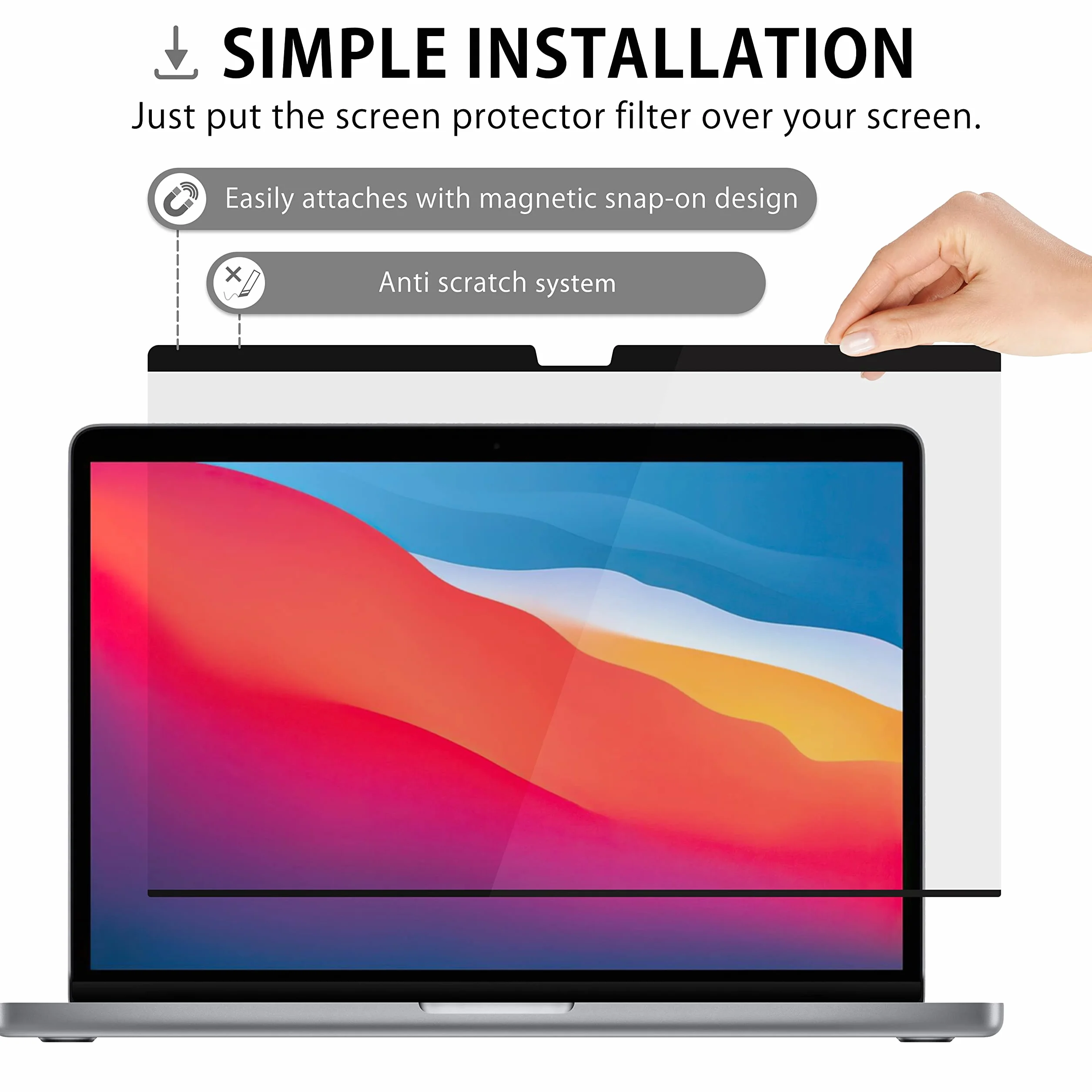 MyGadget Magnetyczna osłona ekranu kompatybilna z MacBook Pro 33.0 cm (2016-2022, M1, M2), MacBook Air 13 (2018-2021, M1) - w pełni zdejmowany filtr prywatności Anti Spy