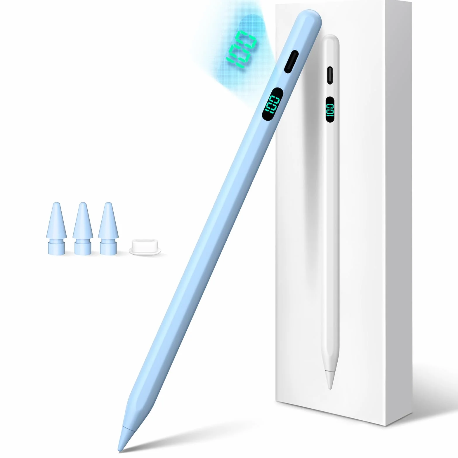Rysik do do iPad 2025-2018, Pencil do iPada 11thA16/10/9/8/7/6, Air 11/13 M2/M3, Pro 11/13 M4, Pro 12,9 cala, Air 5/4/3, Mini 7 A17 Pro/6/5 ze wskaźnikiem zasilania LED, szybkie ładowanie