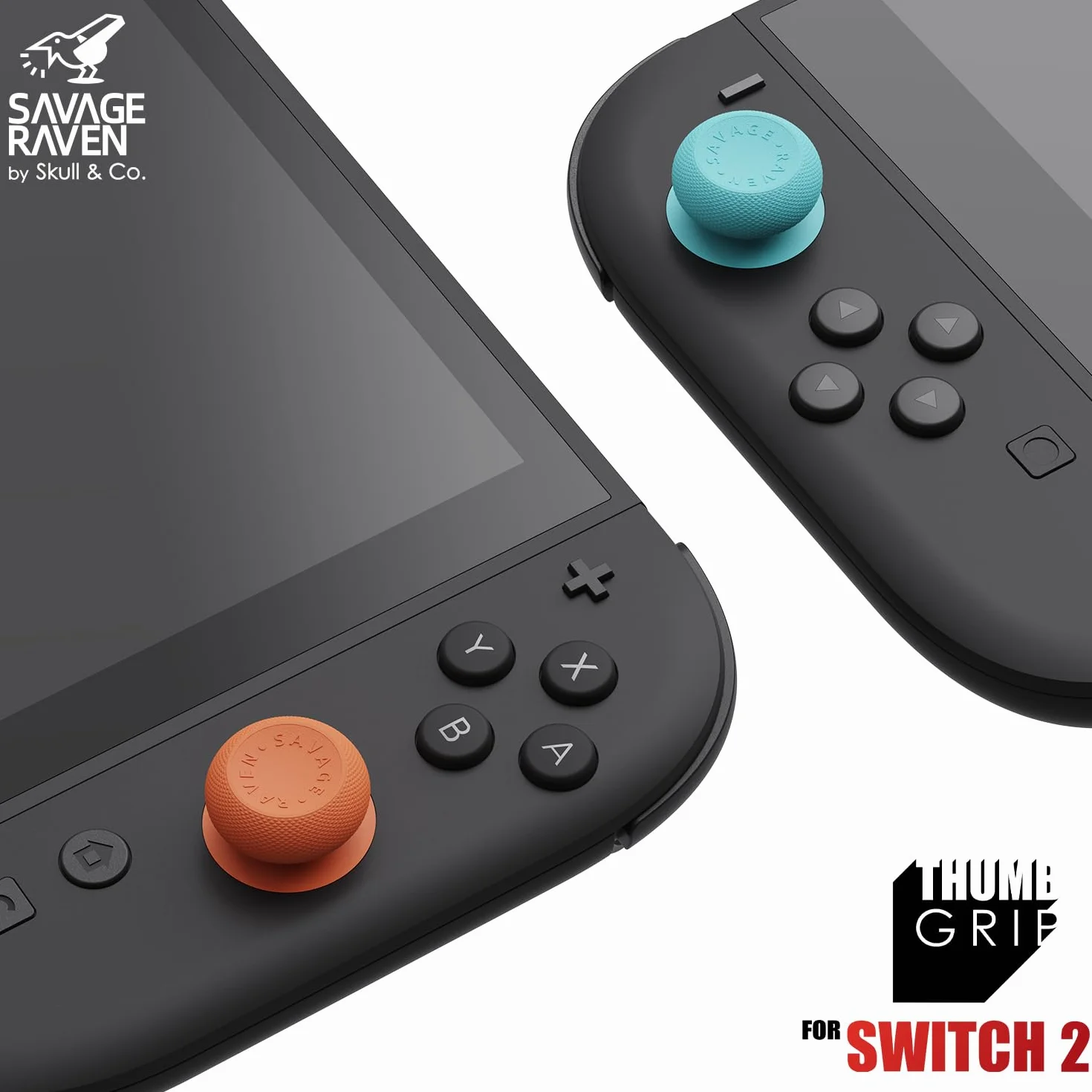 Savage Raven by Skull & Co. Skin, CQC zestaw uchwytów na kciuk, nasadka joysticka, analogowa nasadka na kij do kontrolera Nintendo Switch 2 Joy-Con, czarna, 3 pary (6 szt.)