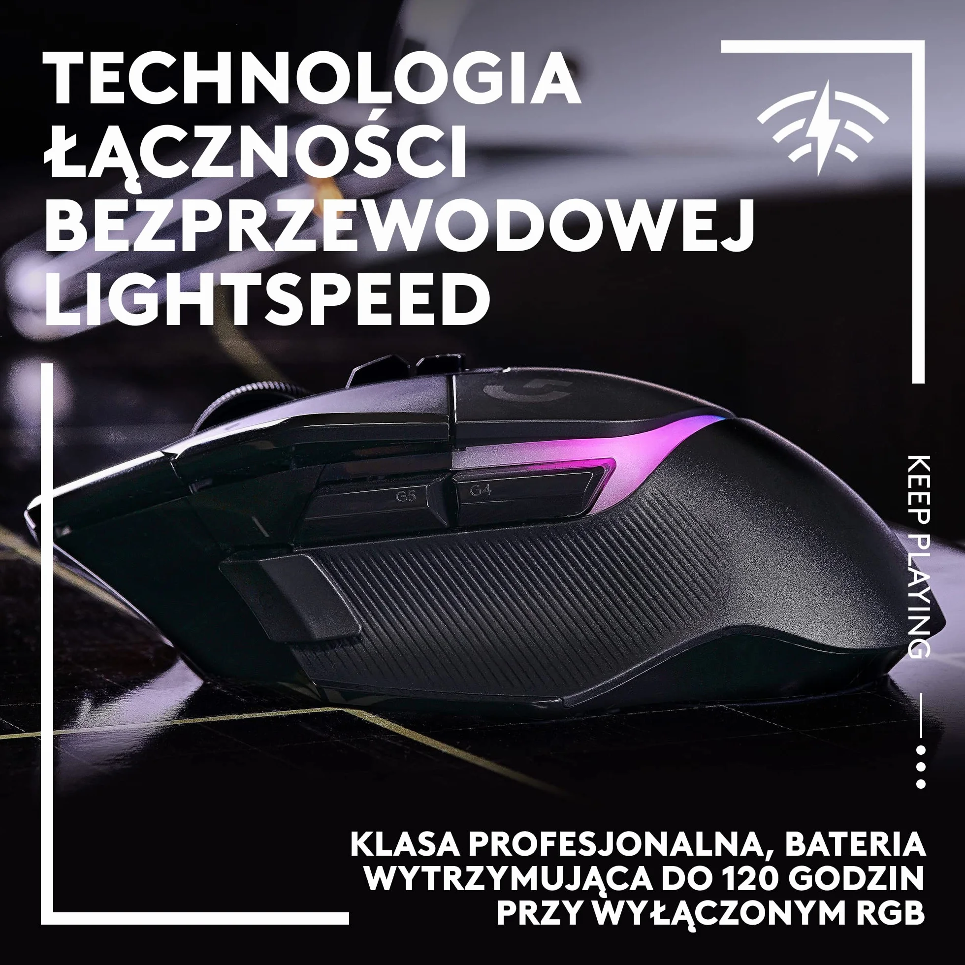Logitech G502 X bezprzewodowa, podświetlana mysz gamingowa, hybrydowe optyczne przyciski LIGHTFORCE, LIGHTSYNC RGB, sensor HERO 25K, kompatybilna z PC - macOS/Windows - Czarny