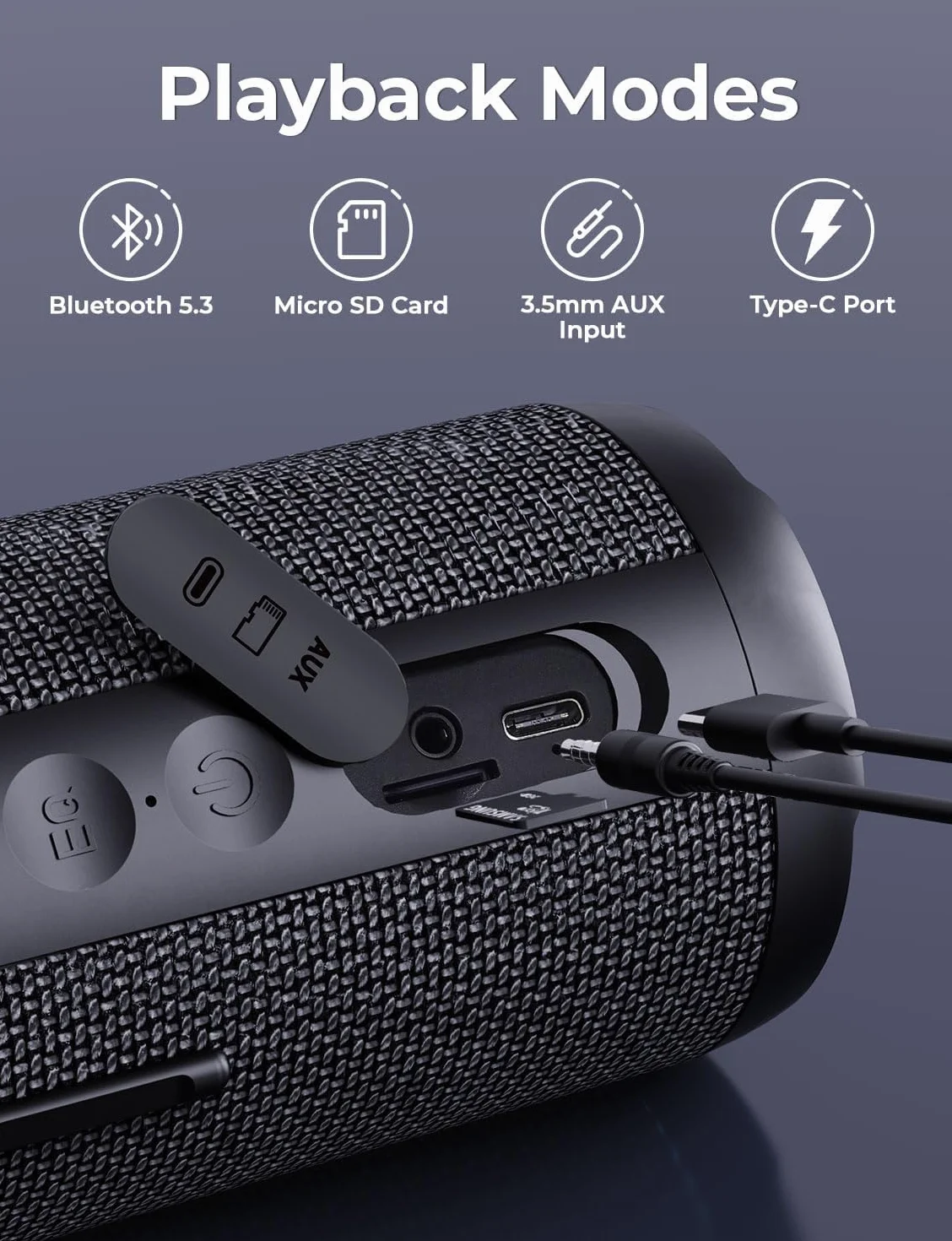 RIENOK Głośnik Bluetooth ze światłem, Bluetooth 5.3, głośnik basowy, bezprzewodowy, z wodoszczelnością IPX7, dźwięk stereo, przenośny
