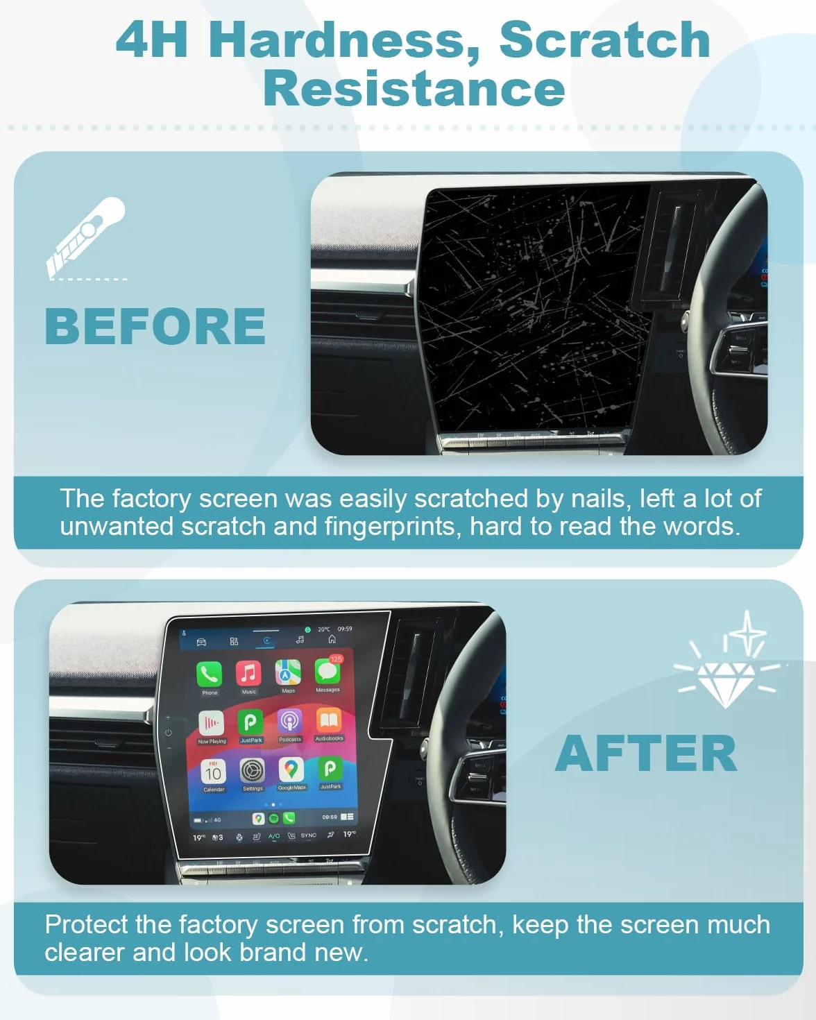 CDEFG Kompatybilny z Renault Megane E-Tech 2022 2023 2024 nawigacja + folia ochronna na panel przyrządów ETech 4H odporna na zarysowania 30,48 cm ochrona ekranu GPS folia nawigacyjna Megane ETech 2024