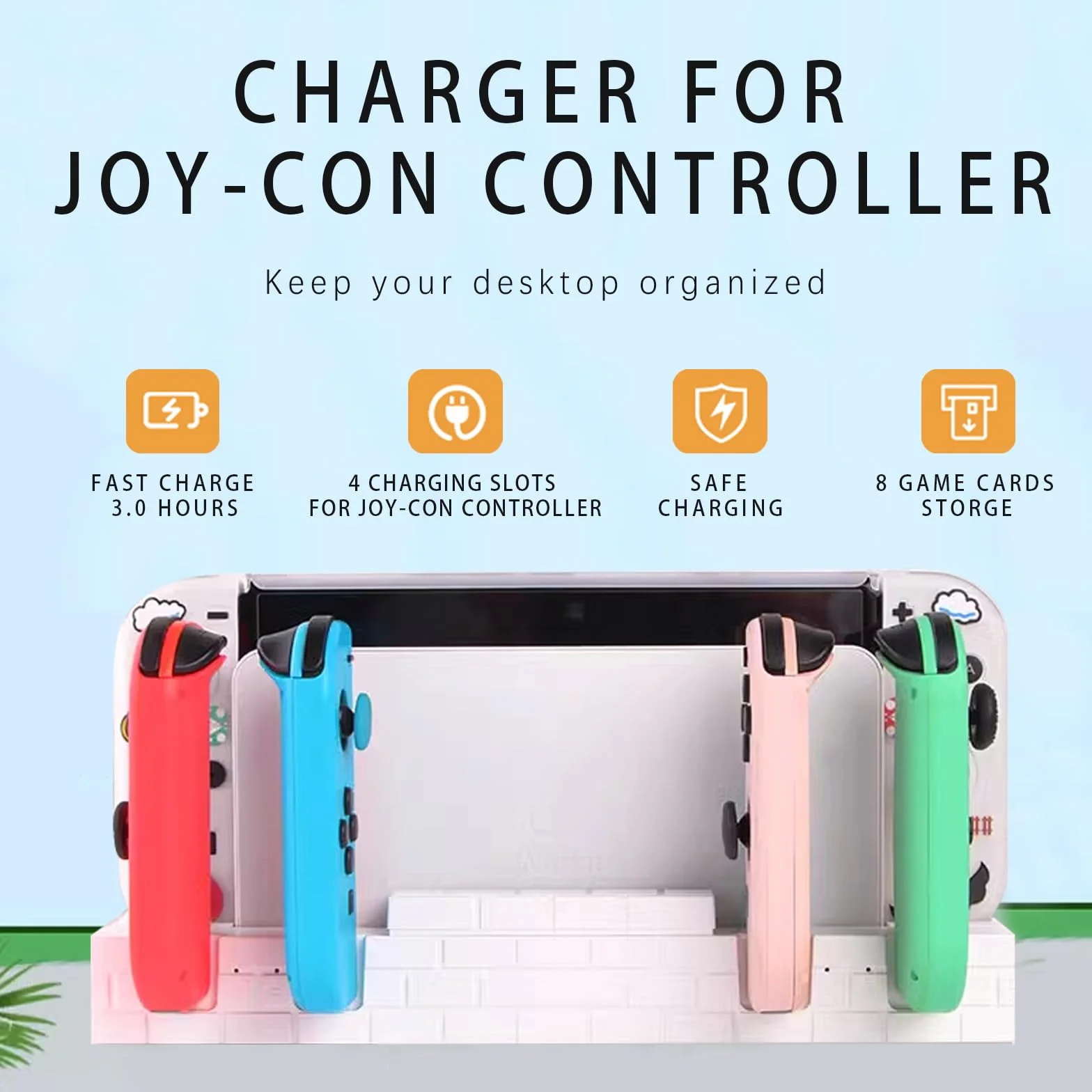 Stacja ładująca do przełączników OLED, ładowarka Joy-Con, 4 kontrolery jednocześnie, wskaźnik ładowania biały