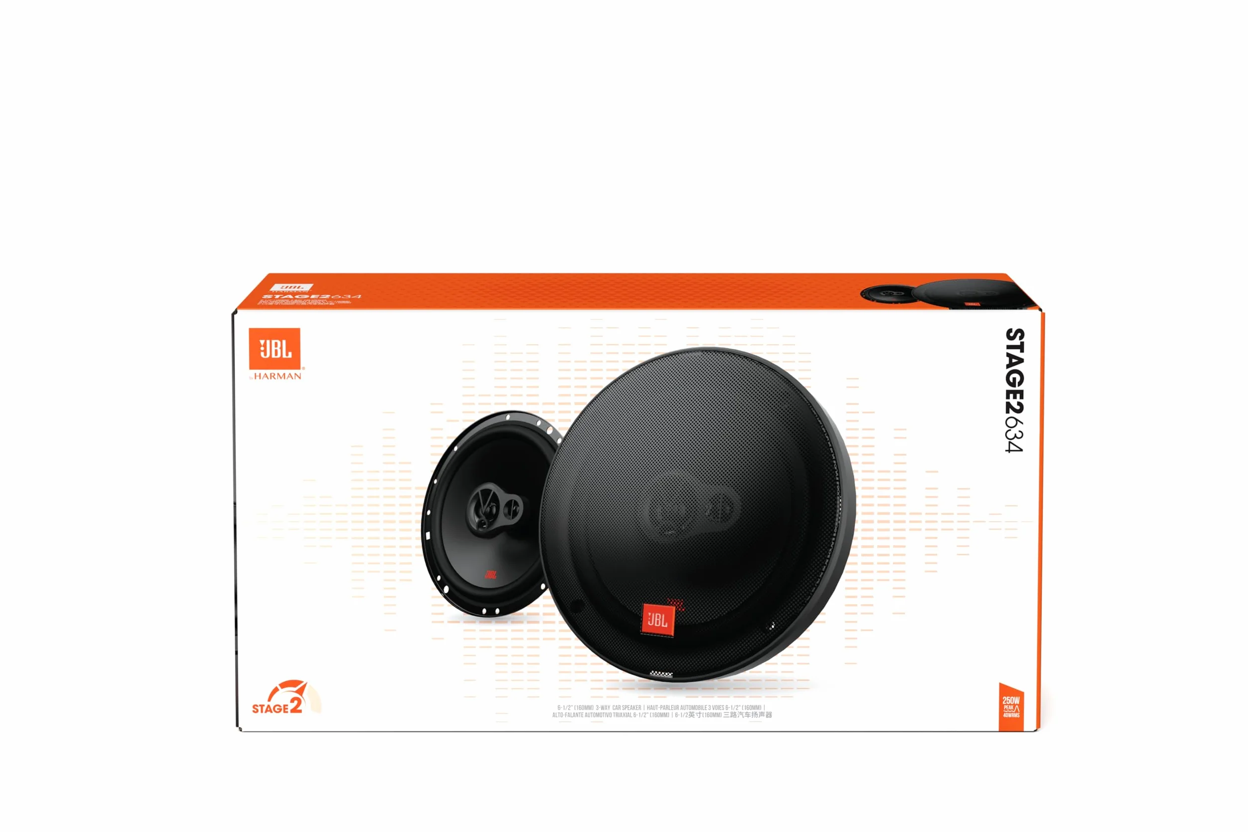 JBL Stage2 634 3-drożny zestaw głośników samochodowych firmy Harman Kardon – 250 W samochodowe głośniki samochodowe – 2 sztuki Car HiFi Box duży 16,5 cm | 165 mm | 6,5 cala
