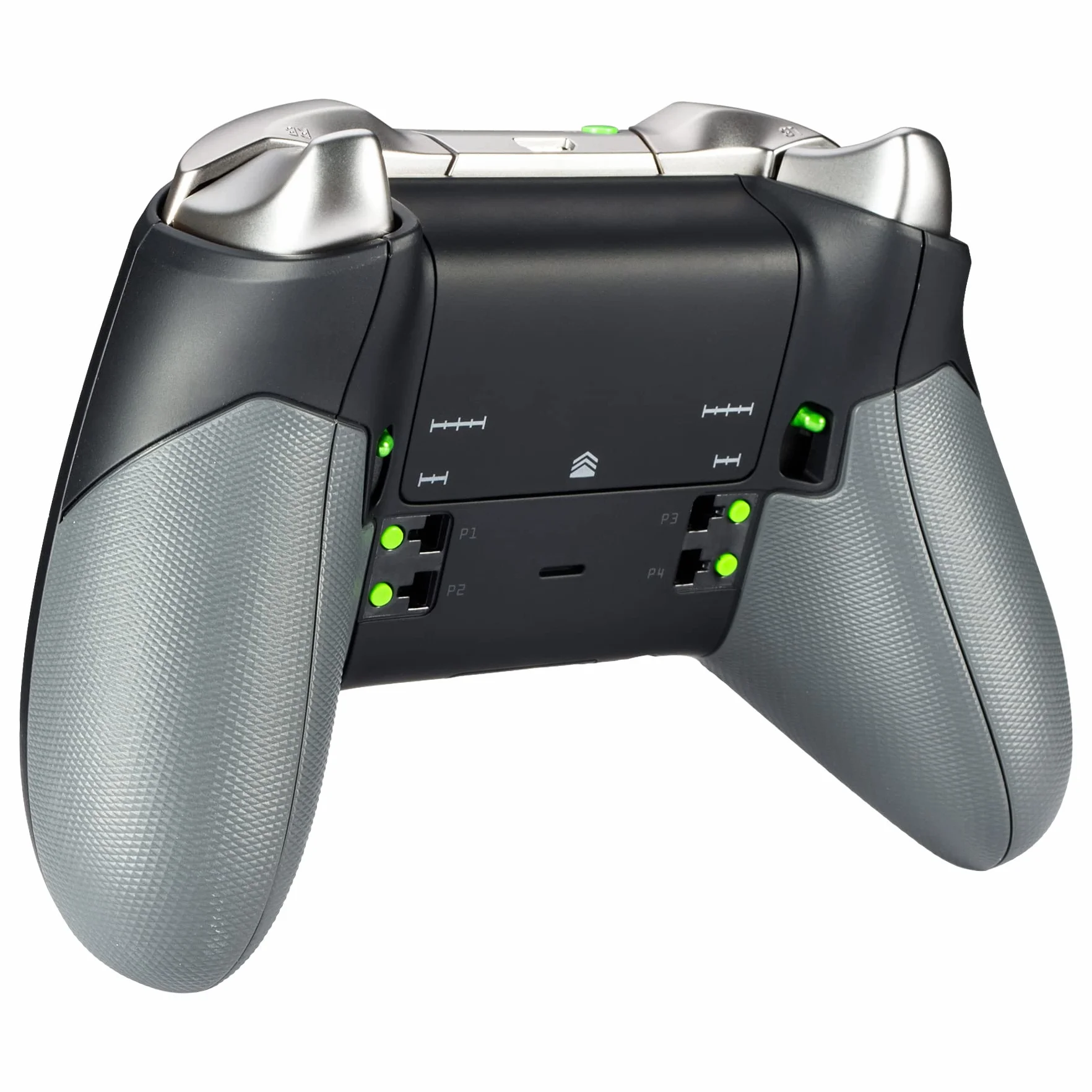 eXtremeRate Gumowane szyny prawe po lewej stronie, zamienne uchwyty z tylnym uchwytem, zestawy tylnych paneli czołowych do kontrolera Xbox One Elite (model 1698)