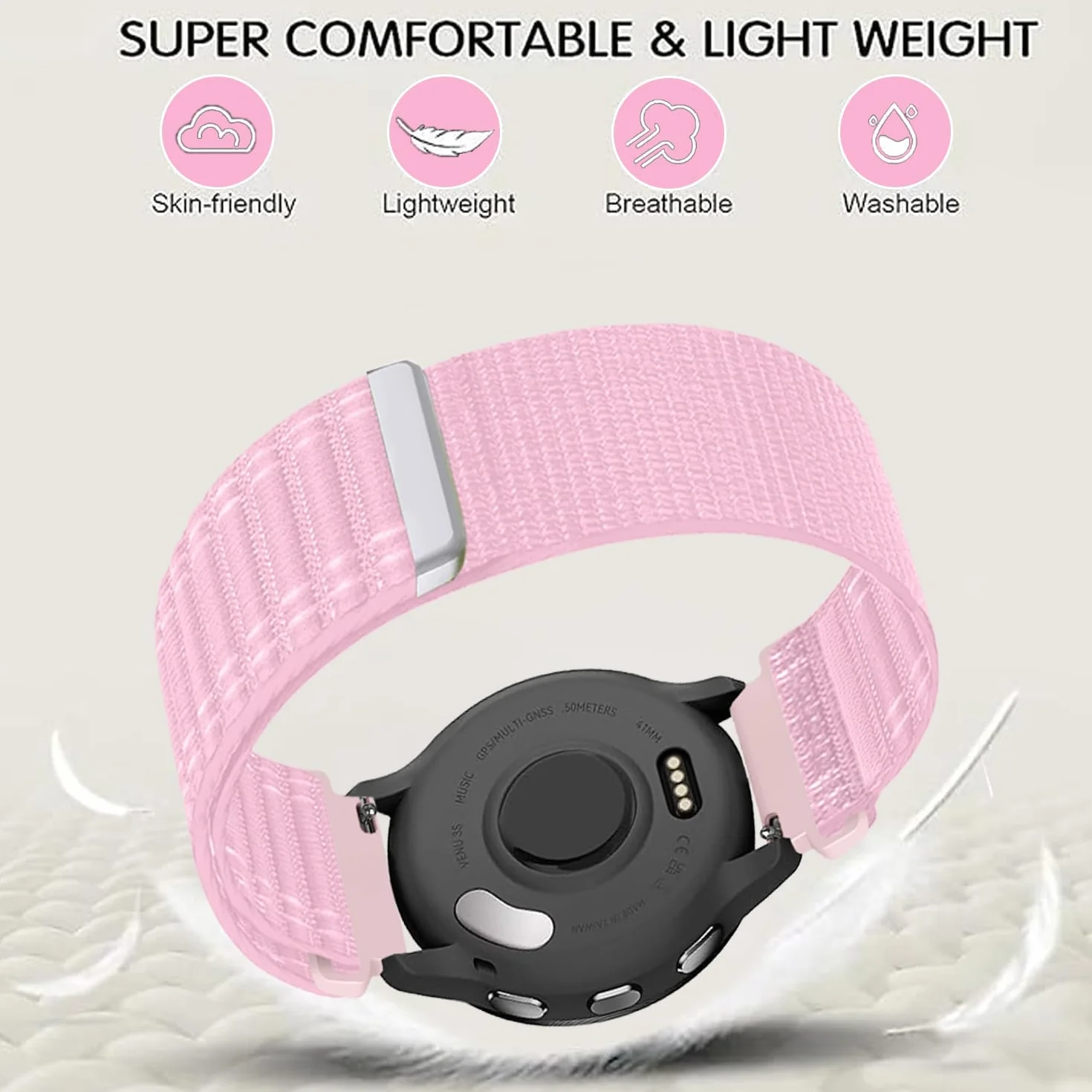 18mm Nylon pasek Dotyczy Garmin Venu 4 41mm/Venu 2S/3S/Vivoactive 4S/Vivomove 3S Sport pasek,kompatybilny Fossil Ladies Gen 6/5E/4/3 kobiety mężczyźni