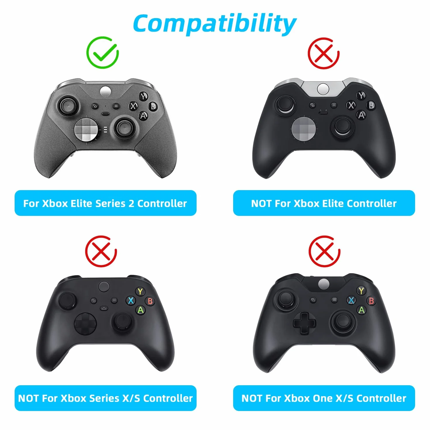 Mcbazel Metalowe pałeczki zastępcze do Elite Series 2, 6 w 1, zestaw metalowych niestandardowych przycisków, pasuje do kontrolera Xbox One Elite Series 2 - czarny