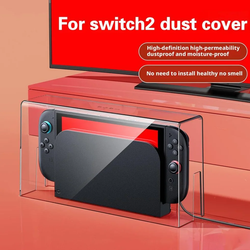 Akrylowa osłona przeciwpyłowa, kompatybilna z Nintendo Switch 2 Box, przezroczysta osłona przeciwpyłowa stacja ładująca, ochrona wszystkich powierzchni, wodoodporna, łatwa do czyszczenia, montaż etui