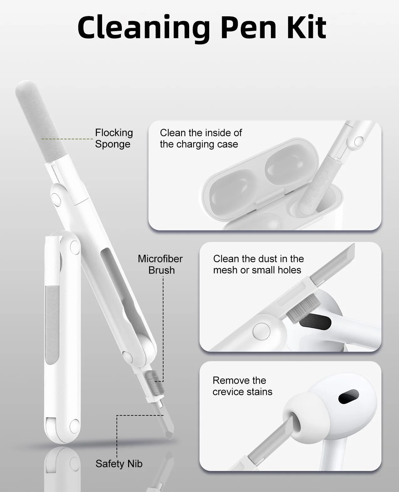 TiMOVO Case for AirPods Pro 3 (2025) with Secure Lock Clip, Hard Shell Game Console Design Shockproof Protective Cover for Apple AirPod Pro 3rd Generation with Cleaner Kit & Keychain, White