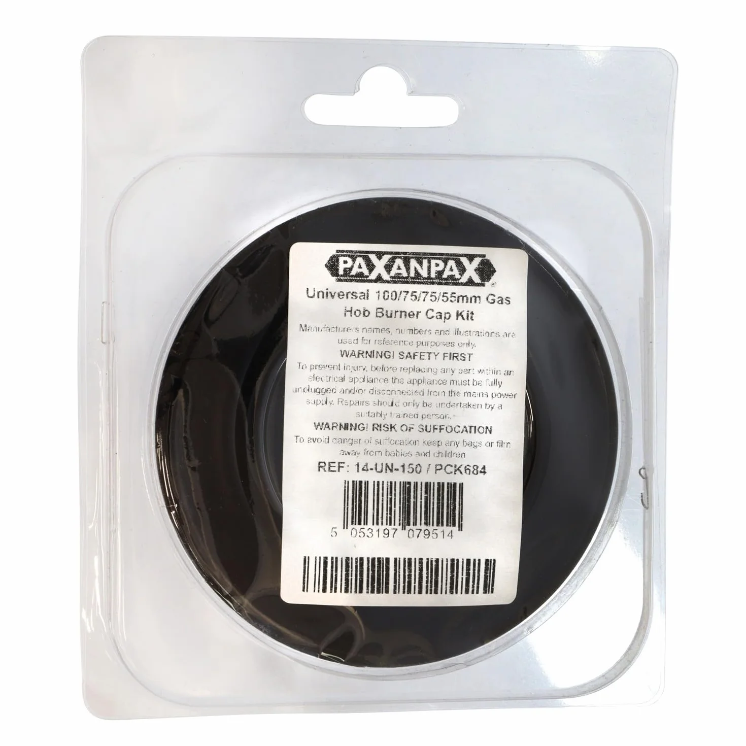 Paxanpax PCK684 zestaw pokrywek palnika gazowego, uniwersalny zestaw pokryw, 100 mm, 75 mm, 75 mm i 55 mm, 4 sztuki