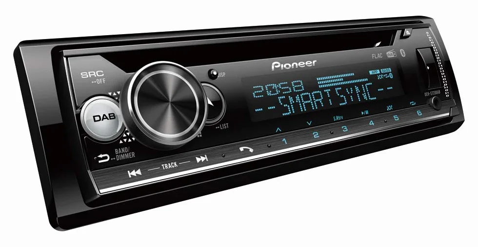 Pioneer DEH-S720DAB, radio samochodowe 1DIN, tuner CD z FM i DAB+, Bluetooth, wejście MP3, USB i AUX, oświetlenie RGB, system głośnomówiący, aplikacja Smart Sync, 13-pasmowy korektor
