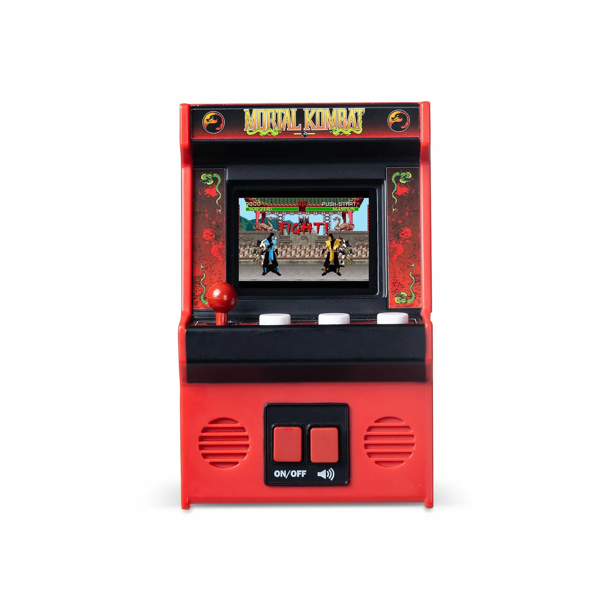 Basic Fun Arcade Classics Mini Mortal Kombat – Gra przenosna retro z joystickiem, ekranem kolorowym i autentycznymi efektami dzwiekowymi – Dla fanów i kolekcjonerów