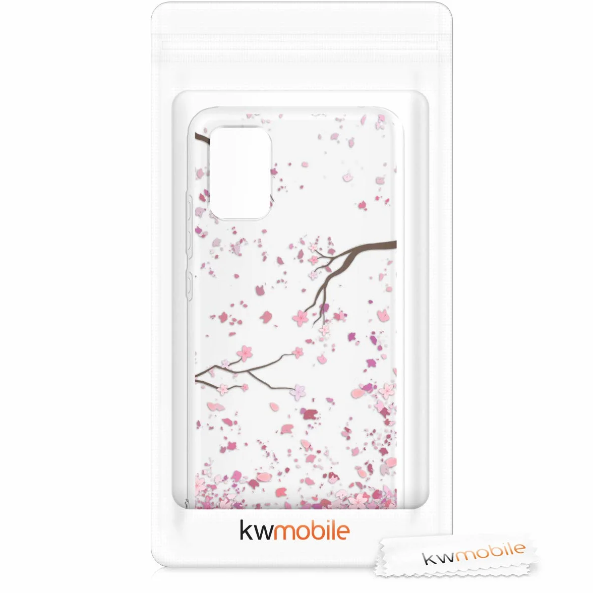 KWMOBILE CZAS Kompatybilny z Samsung Galaxy A71 - Case silikonowy przezroczysty liście kwiatu wiśni różowy ciemnobrązowy przezroczysty