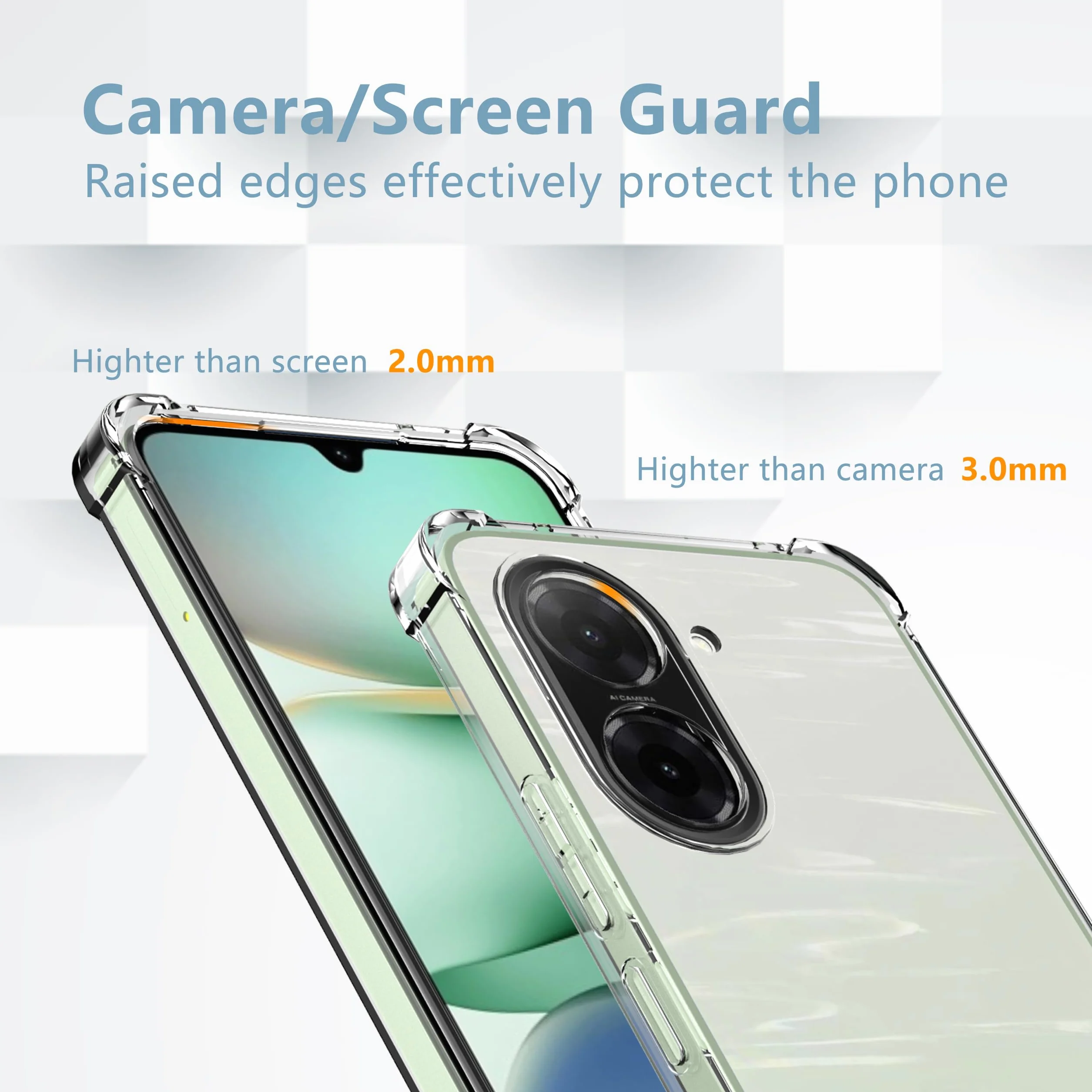 Anoowkoa Etui ochronne do Xiaomi Redmi A5 4G 2 sztuki szkła hartowanego, ultracienkie miękkie TPU przezroczyste silikonowe odporne na wstrząsy etui ochronne z amortyzacją