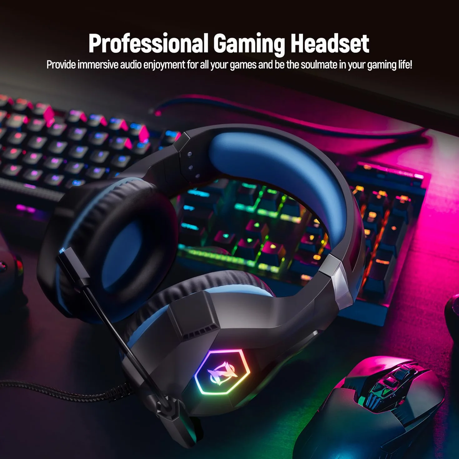 Zestaw słuchawkowy do gier stereo RGB z mikrofonem do PS4 PS5 PC Xbox One