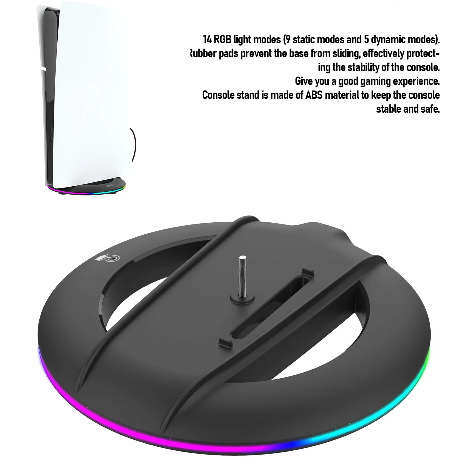 Annadue Pionowe Stoisko dla PS 5 Pro/Slim, Console Gaming Cooling Station Pionowe Uchwyt RGB Akcesorium Podstawowe ze śrubami, Kompatybilne z PS 5 Pro/Slim Edition/Edition Digital