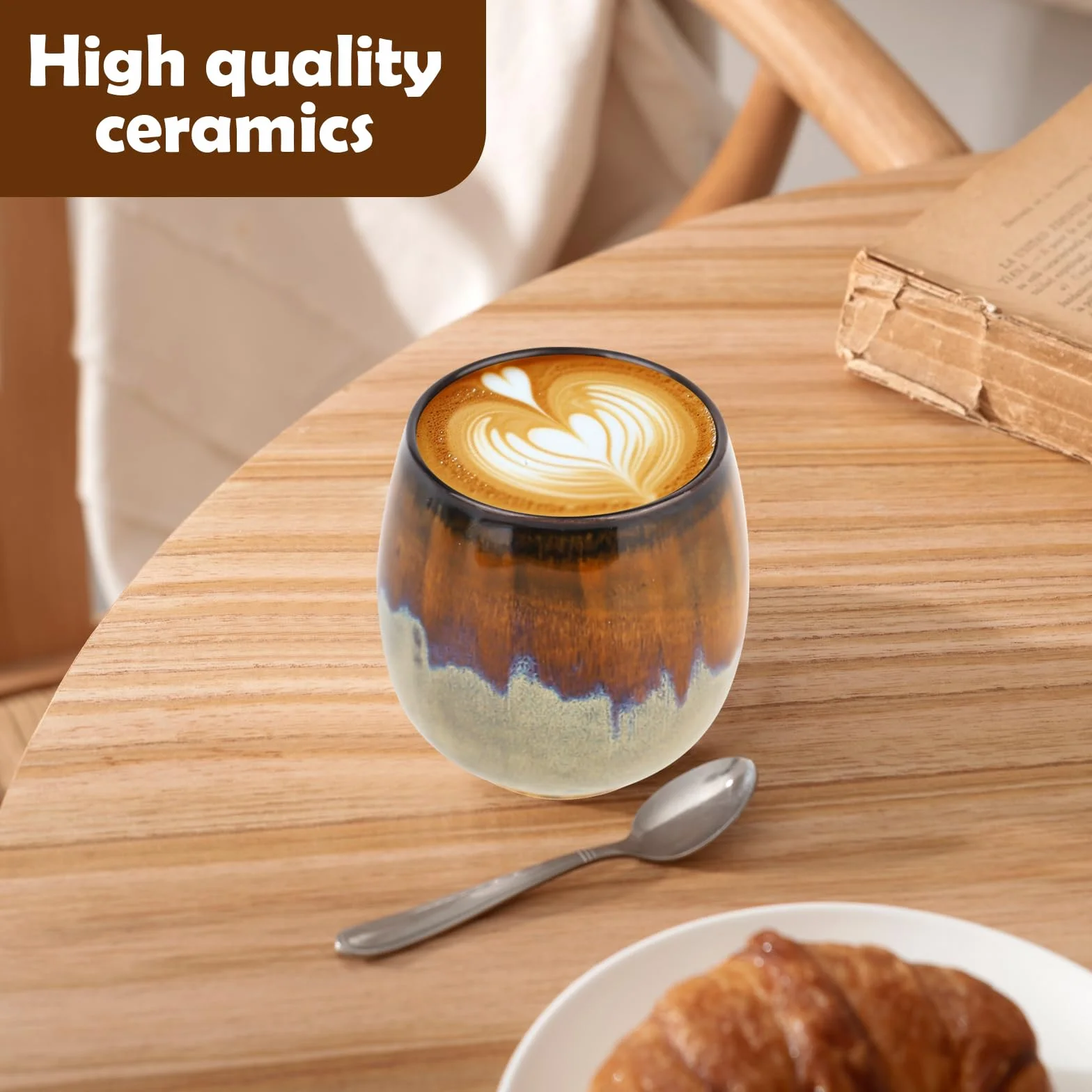 Porcelanowe filiżanki do espresso 4 x 100 ml, ręcznie wykonane, grube ścianki