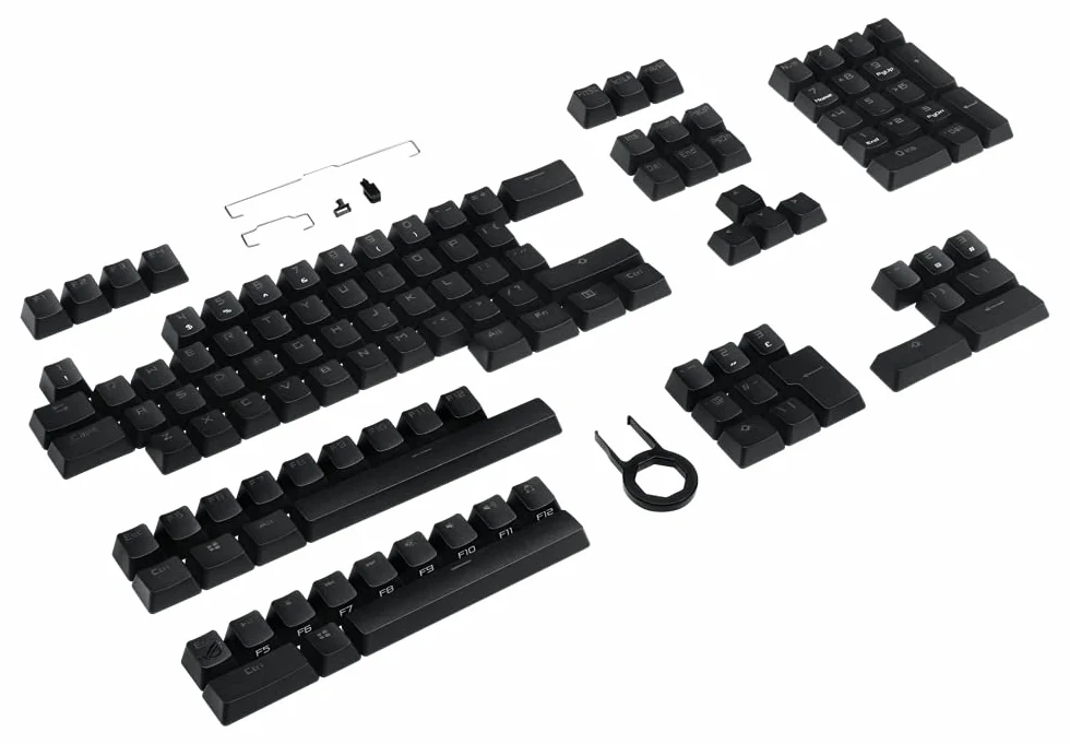 ASUS ROG PBT Keycap Set, Premium, Durable PBT Material Keycaps with Shortened Stems and Mid-Height Profiles, Providing Better Click Stability and Longer Lifespan, UK Layout