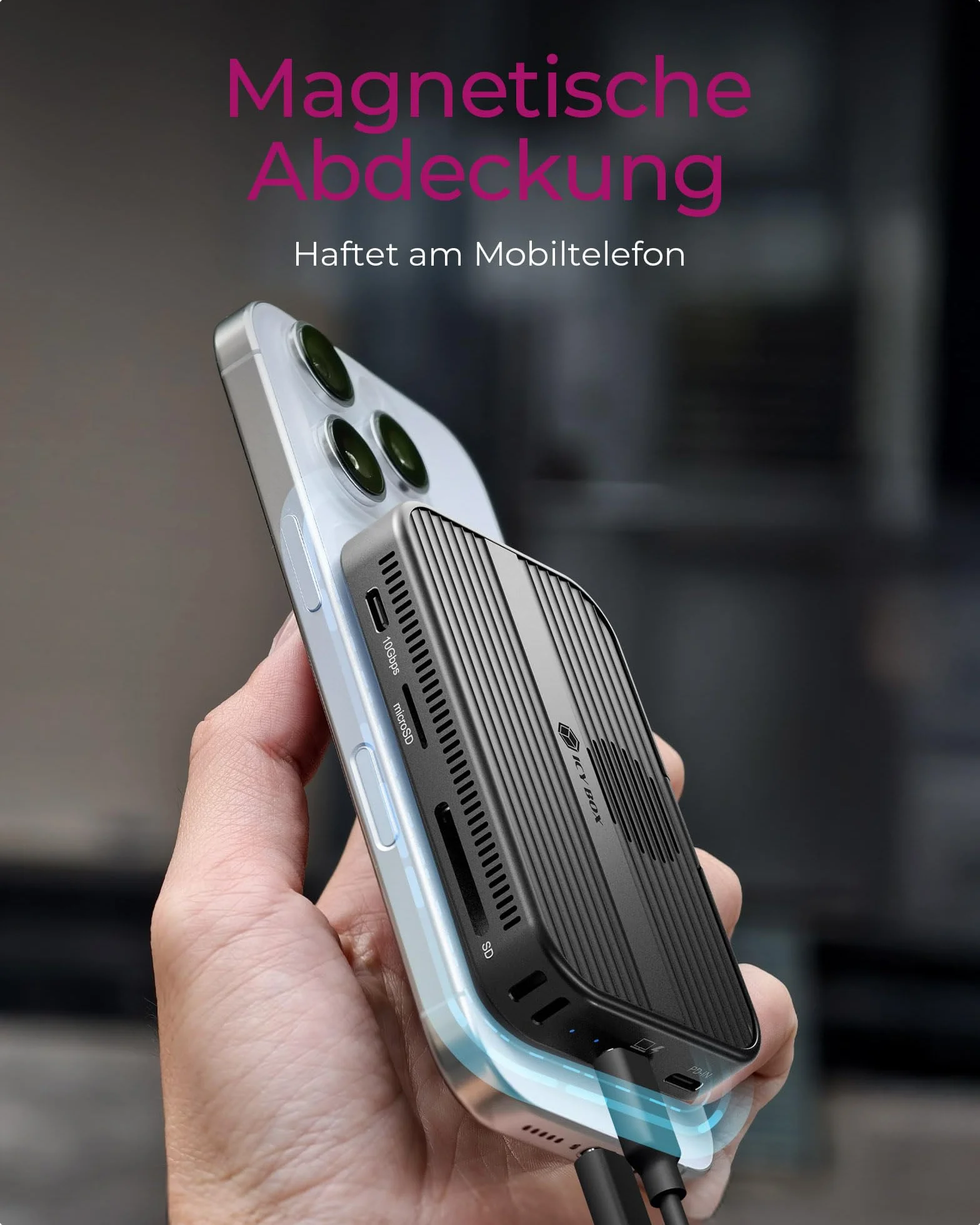 ICY Box USB-C DockingStation M.2 SSD/NVMe i SATA Obudowa USB 3.2 (10 GB/s) bez narzędzia HDMI 4K Power Delivery czytnik kart 100 W Zewnętrzna wtyczka & Play Czarny IB-DK4071M-CU31