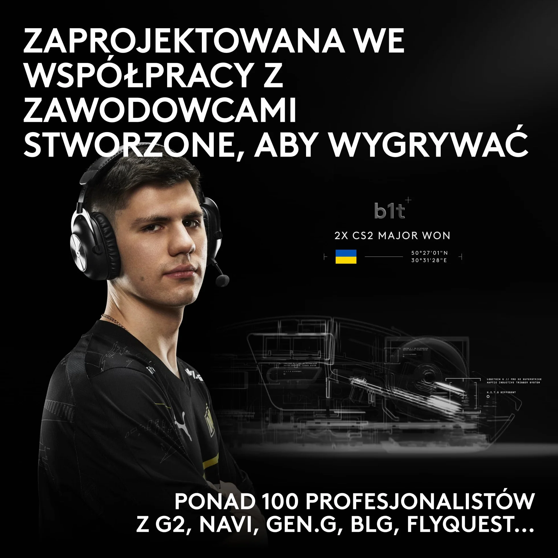 Logitech G PRO X2 SUPERSTRIKE LIGHTSPEED, bezprzewodowa mysz do gier,z ultra-szybkimi reakcjami,ultra lekka (61 g),z regulowaną reakcją haptyczna na kliknięcia i ładowaniem przez USB-C,do PC/Mac-Biały