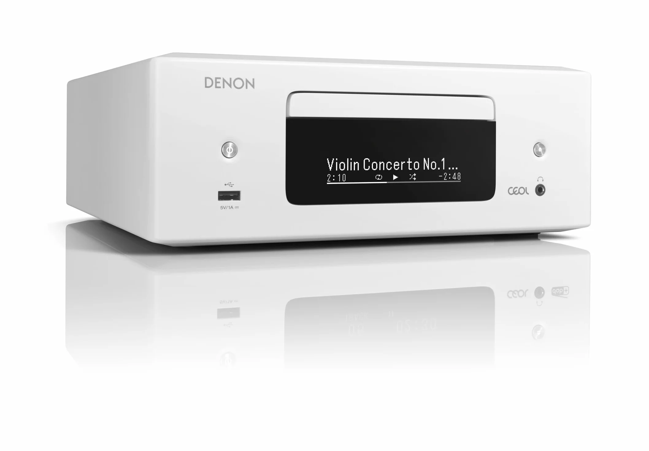 Denon RCD-N12DAB kompaktowy system, wzmacniacz HiFi, odtwarzacz CD, radio internetowe, strumieniowe przesyłanie muzyki, HEOS Multiroom, 2 wejścia, Biały