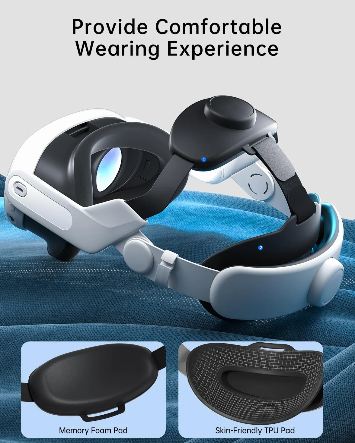 Zyber Pasek Na GłOwę do Meta Quest 3 Akcesoria, Regulowany, Bezuciskowy Pasek Na GłOwę Vr do Oculus Quest 3, ZwięKszająCy Komfort I Stabilność