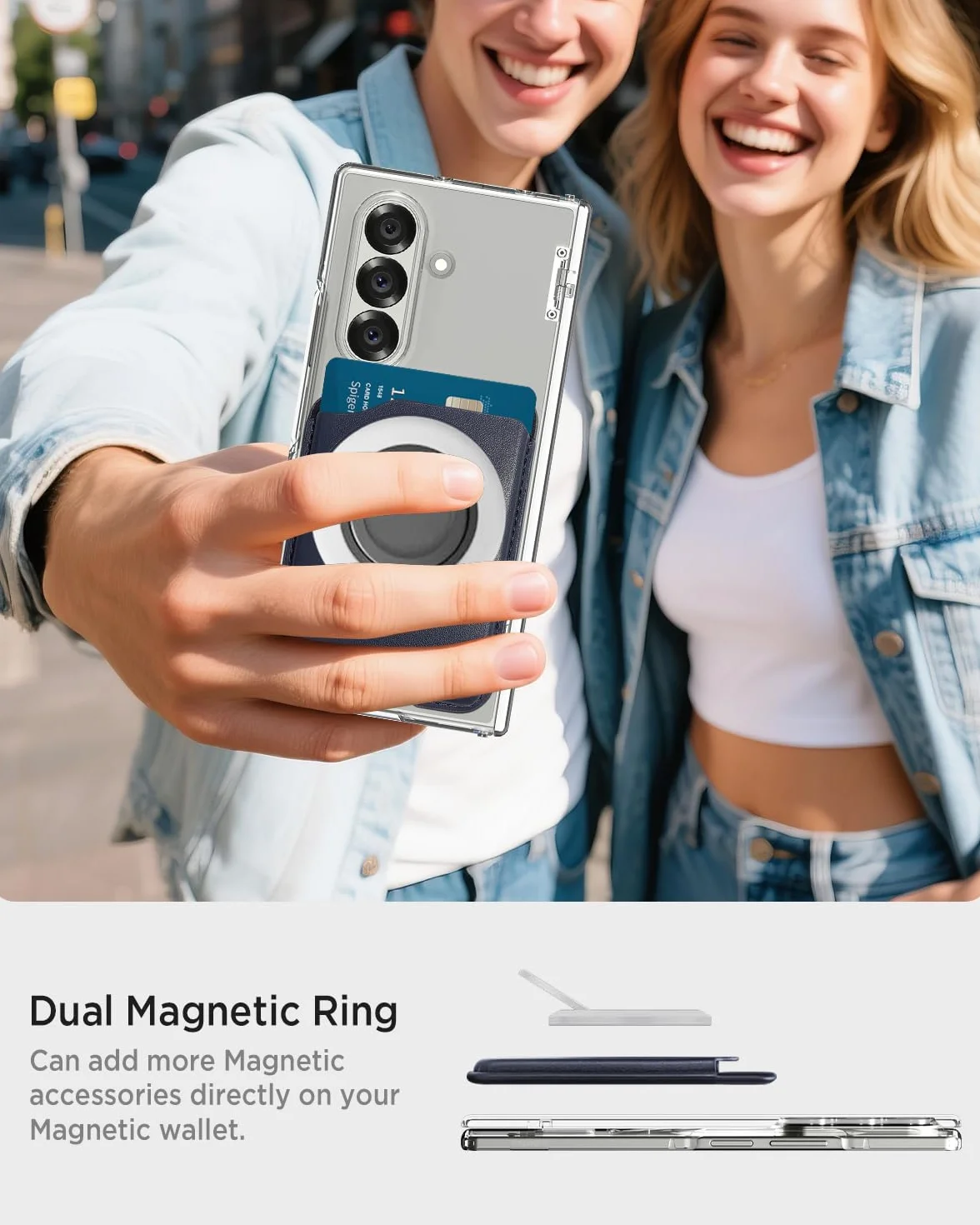 Miimall Odporny na brzuch portfel do Samsung Galaxy S25 S24 FE / Plus / Ultra/Z składany 7 / iPhone 16 15 Series, smukły skórzany portfel odporny na brzuch 3 etui na karty na telefon komórkowy