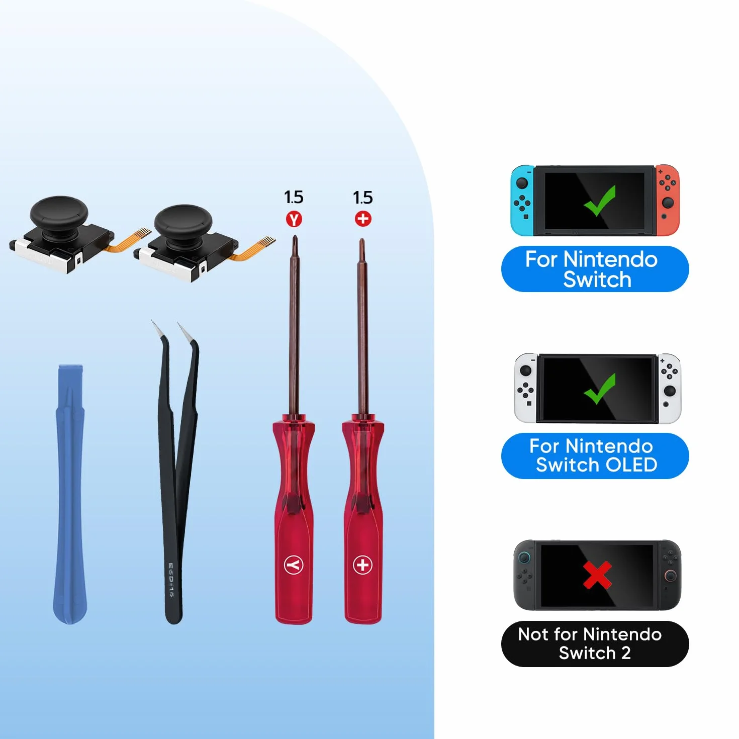 Wigearss Zamiennik TMR Elektromagnetyczny Stick 3D Sensor Analogowy Joystick i Zestaw Narzędzi Naprawczych do Kontrolerów NS Switch/Switch OLED/Switch Lite Joy-con, Bez Dryfu