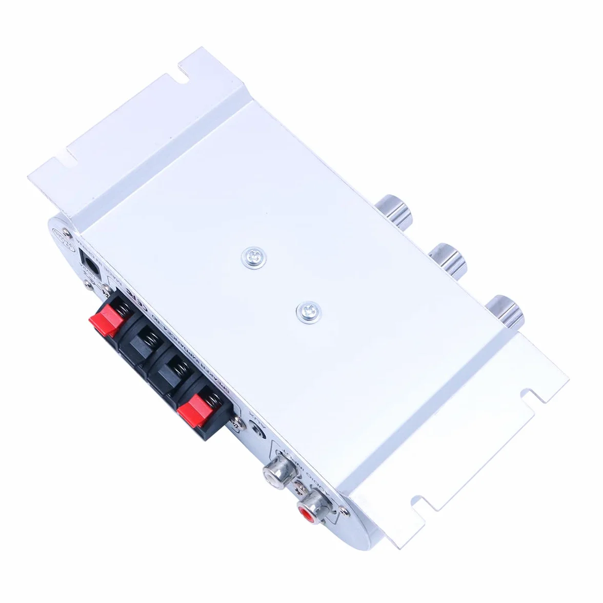 DollaTek LP-808 12 V MiNi przenośny przewodowy wzmacniacz HiFi z zasilaczem 3A do telefonu samochodowego w domu - srebrny
