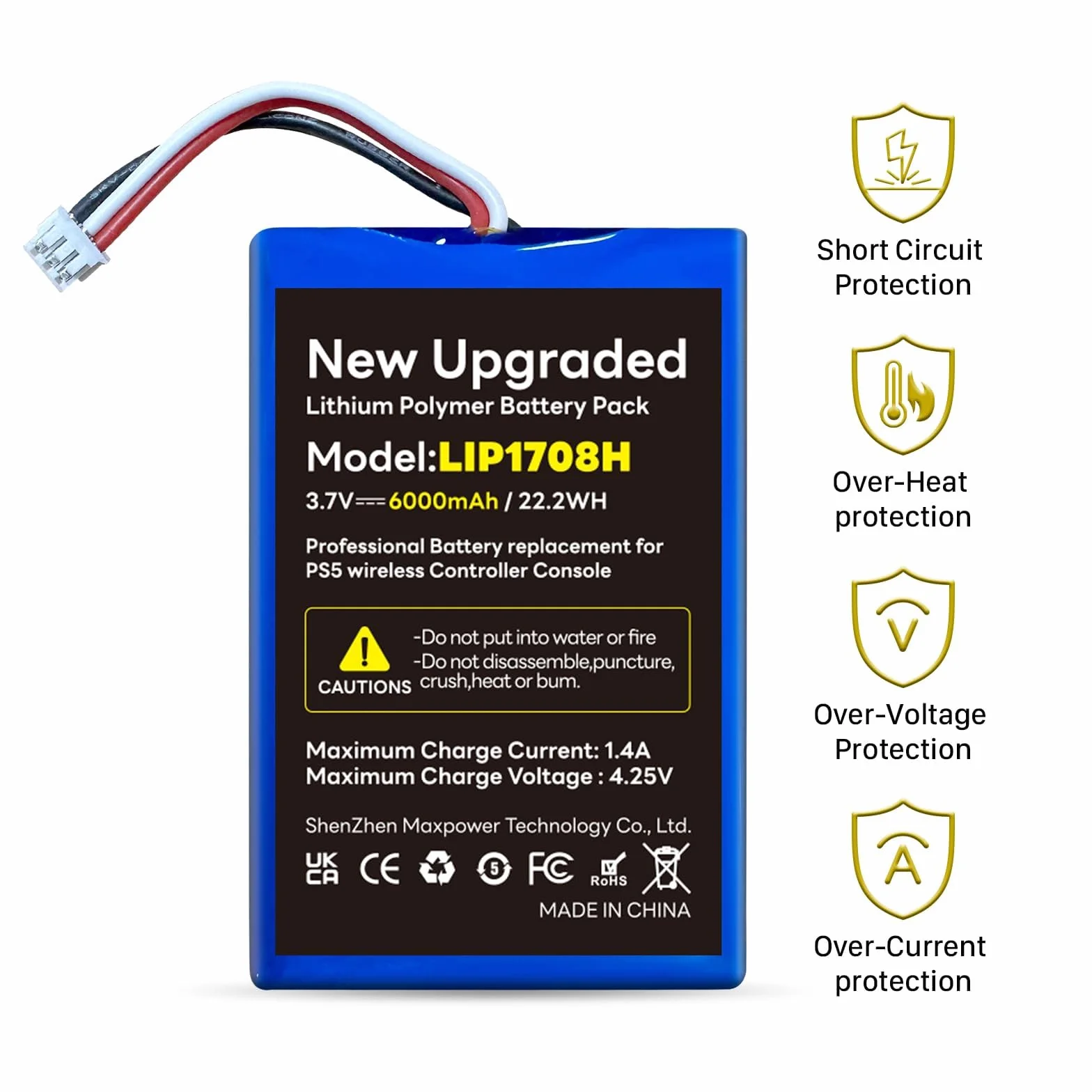 Zastępczy akumulator Li-Ion 6000mAh do kontrolera Sony PS5 DualSense Wireless