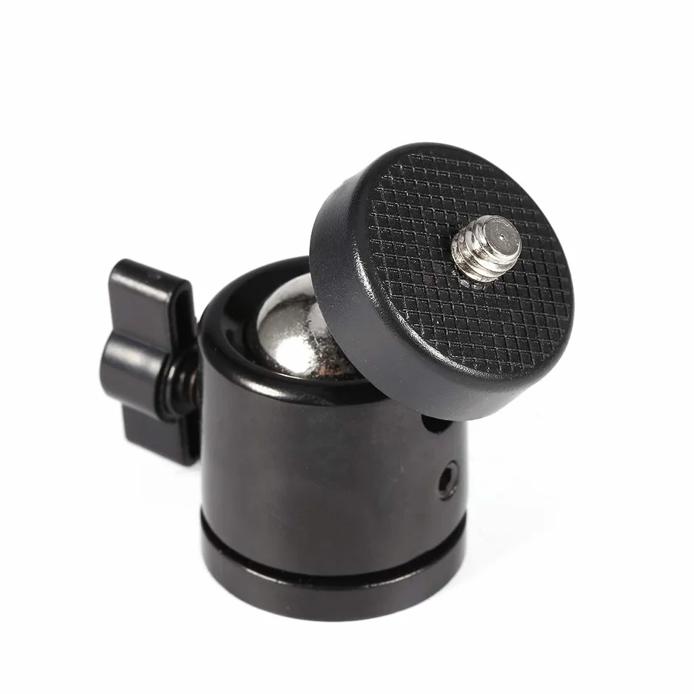 Głowica kulowa 360 stopni, Mini uchwyt kulowy 360° do statywu do aparatu 1/4 cala i 3/8" Flash Support